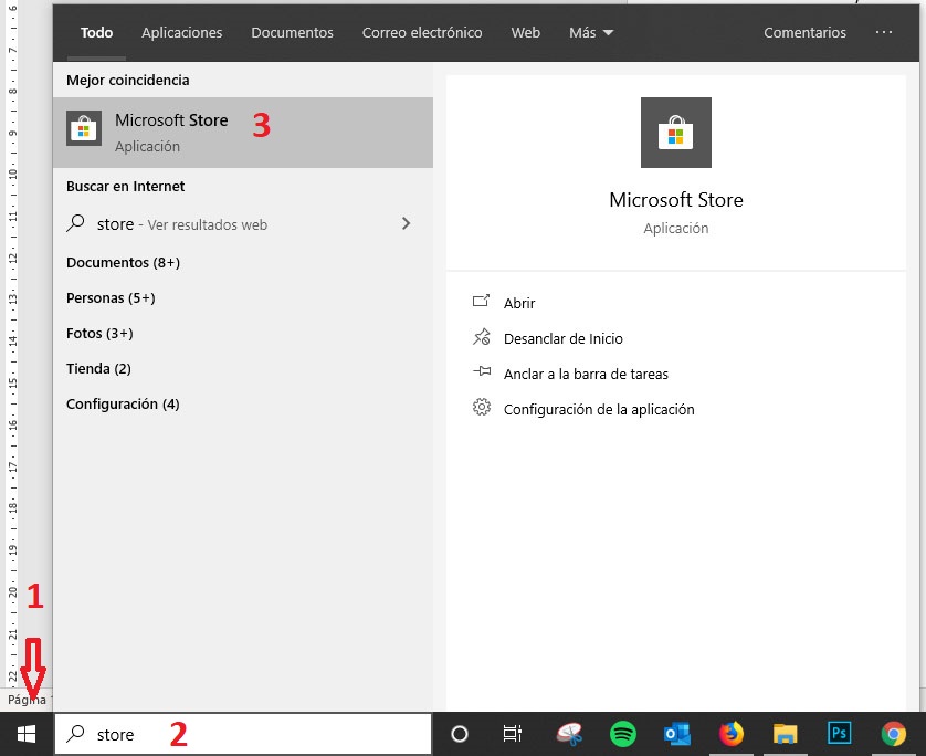Captura busqueda Microsoft Store